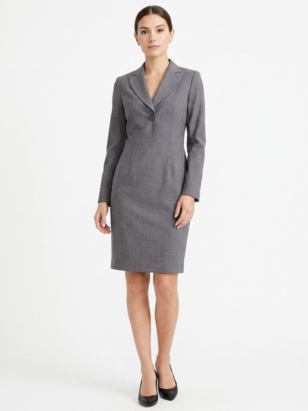 Sandra Angelozzi Collared Wool Blend Office Dress- Sz. 30/XS